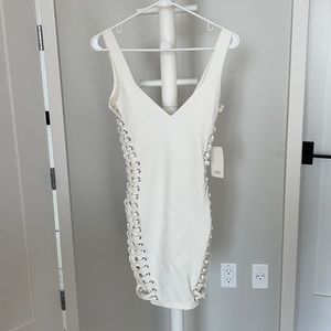 White bodycon with side stitching